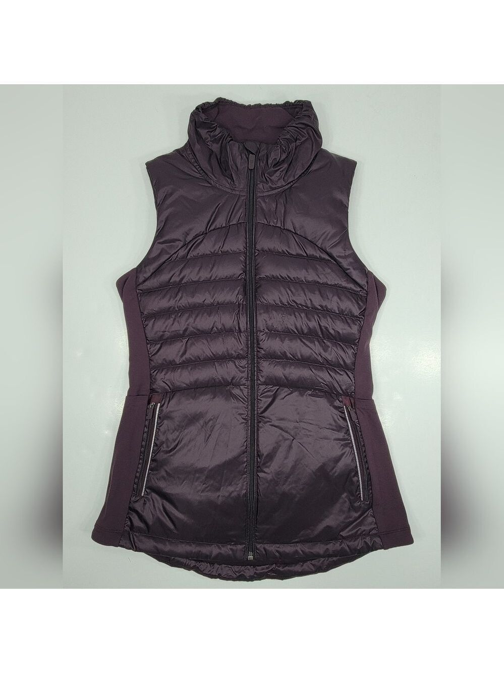 Lululemon Down For A Run Vest II Black Cherry Reflective Women's 6 Goose Feather